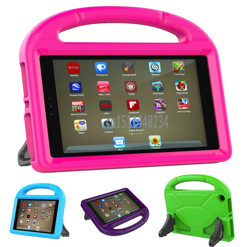 

New Kids Cartoon EVA Silicone Shockproof Cover Case For Amazon kindle fire HD 8 2016 For New Kindle Fire HD 8 2017 Stand case