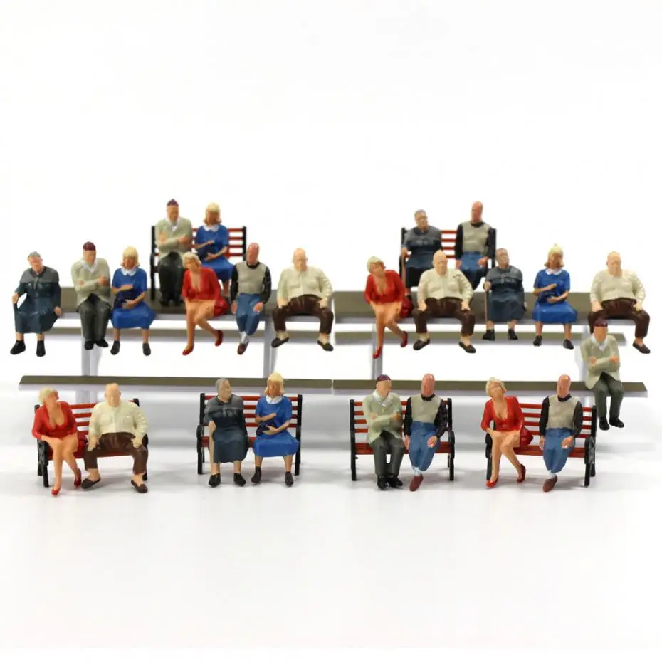 P4804 24 pcs All Seated Figures O scale 148 Painted People Model