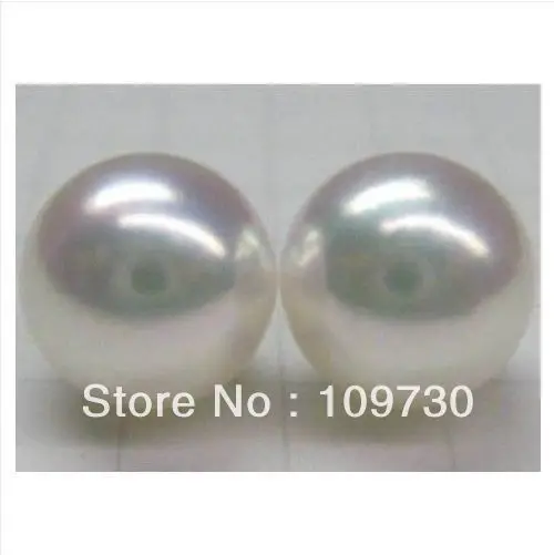 

ry00109 THE REAL NATURAL 12-13MM PERFECT ROUND SOUTH SEA WHITE LOOSE PEARL earrings A0422 -Top quality free shipping