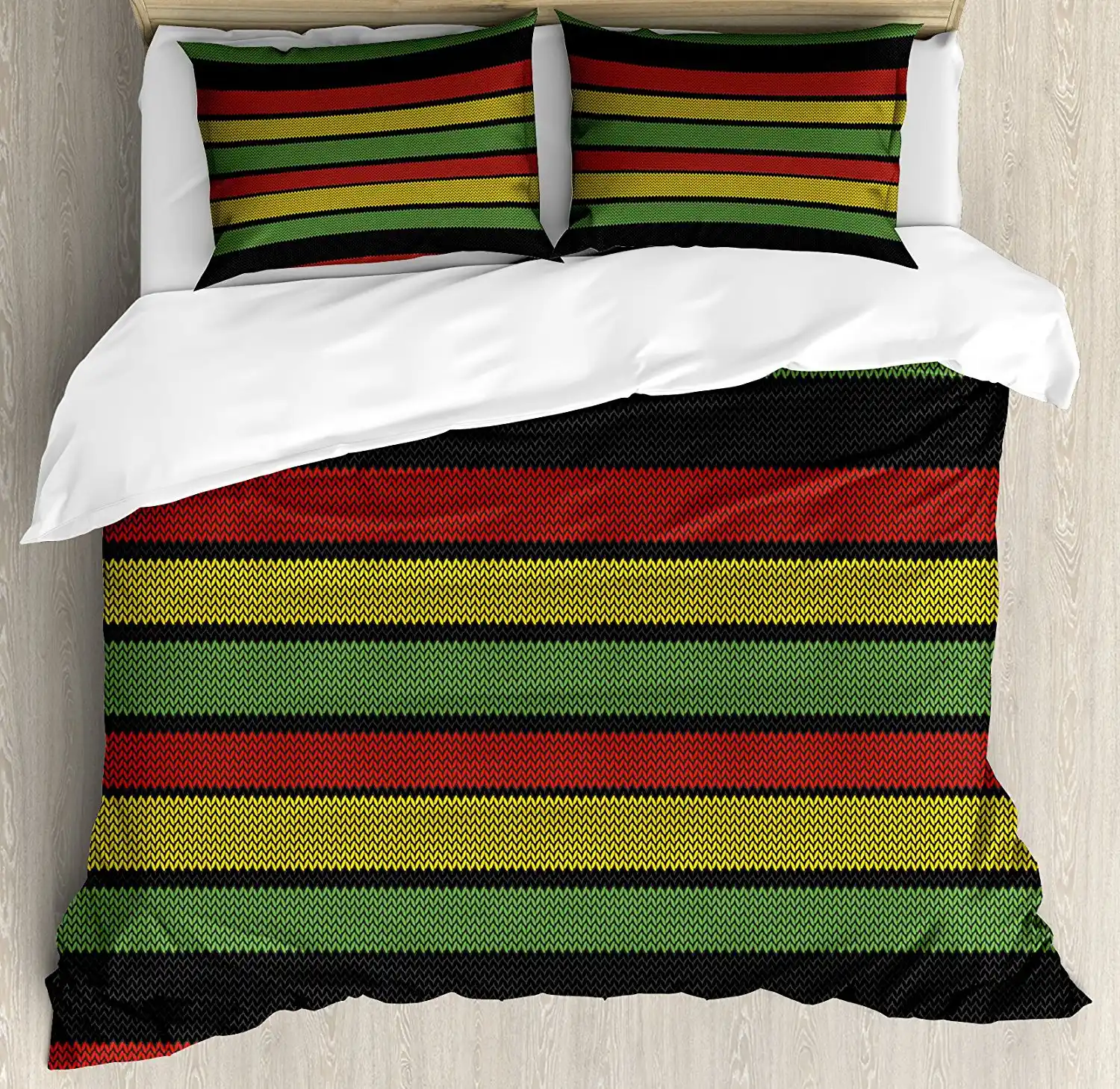 Rasta Duvet Cover Set Ethiopian Rebellion Symbol Wrist With Flag