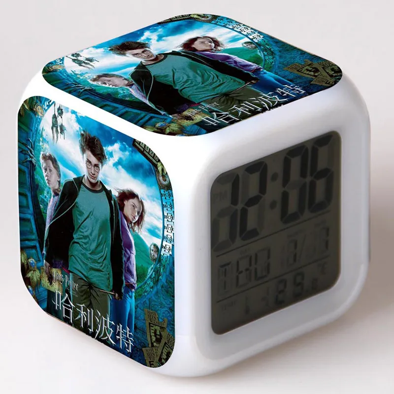 

Movie Figures Harry Potter Digital Alarm Clock LED 7 Color Flash Changing Touch Light Funny Toys for Children