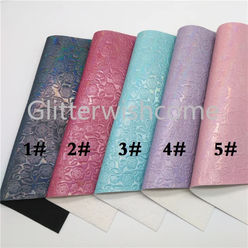 Glitterwishcome 21X29 см A4 размер цветы искусственная кожа ткань, Переливающаяся Синтетическая кожа ткань листы винил для бантов, GM416A