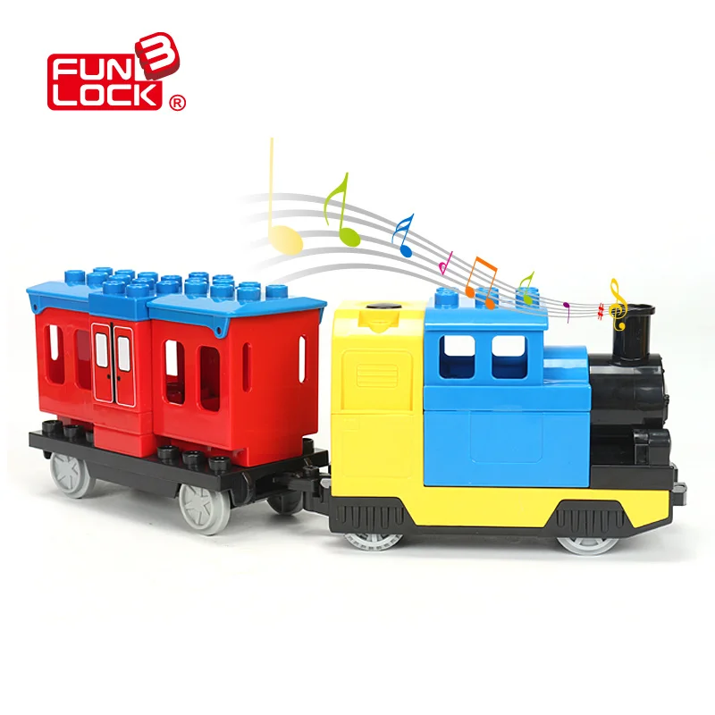 Funlock Duplo игрушки на батарейках поезд блоки для детей развивающие игрушки Электрический поезд для детей - Цвет: Train and Carriage