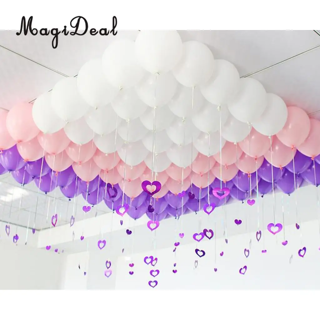 100 Shiny Heart Hanging Foil Balloon Swirl Tinsel Wedding Party Ceiling Decoration