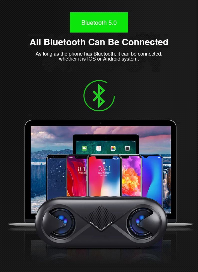 Mini Bluetooth Speaker Portable Wireless Speaker Sound System 3D Stereo Music Surround led light Support Bluetooth TF AUX U-disk (10)