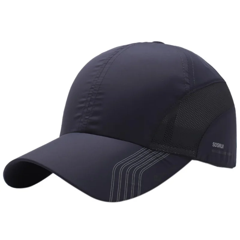 Летняя мужская быстросохнущая сетчатая шапка для спортивных занятий на свежем воздухе однотонная теннисная Кепка - Цвет: Темно-серый