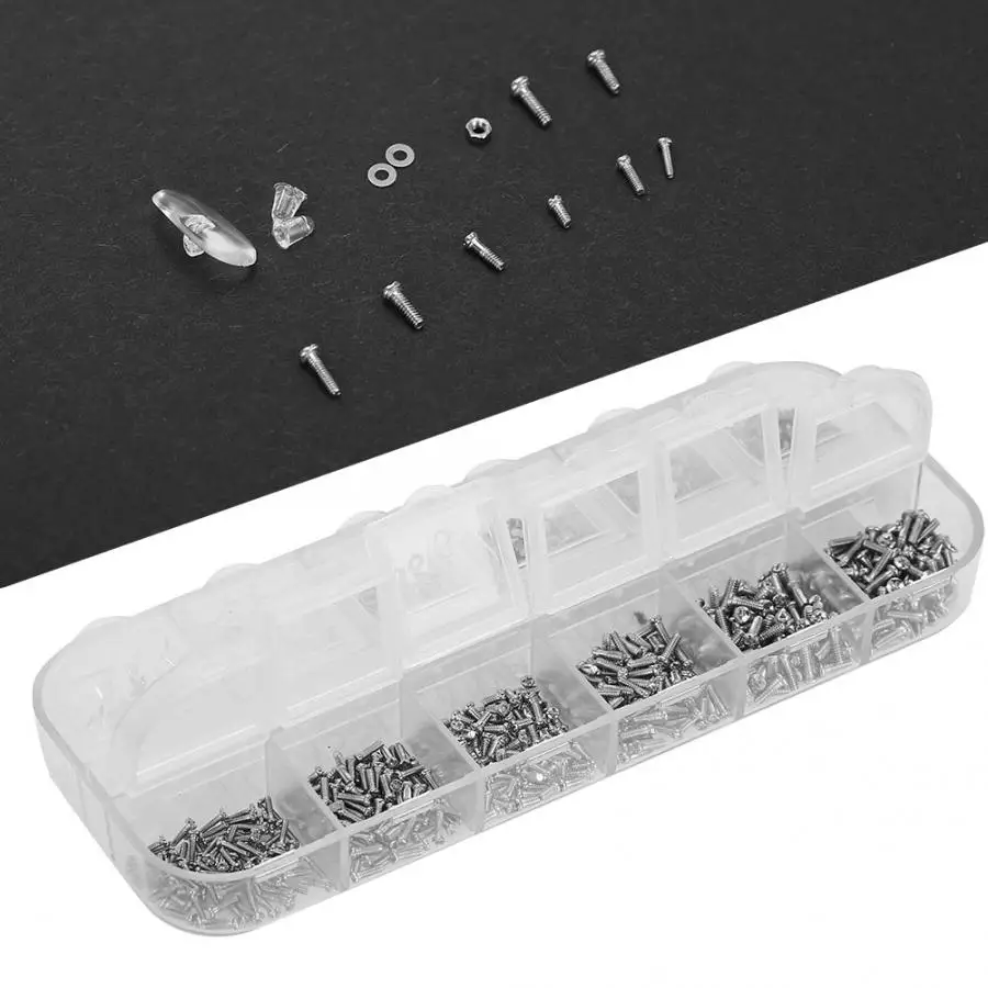 1100PCS Glasses Screw Accessory Box / Nose Pads Mirror Leg Screws Nut Convex Washer Accessories for Glass a | Аксессуары для