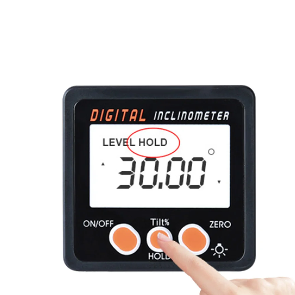  4x90 Degree Inclinometer Mini Digital Protractor Big LCD Electronic Level Box Magnetic Angle Finder