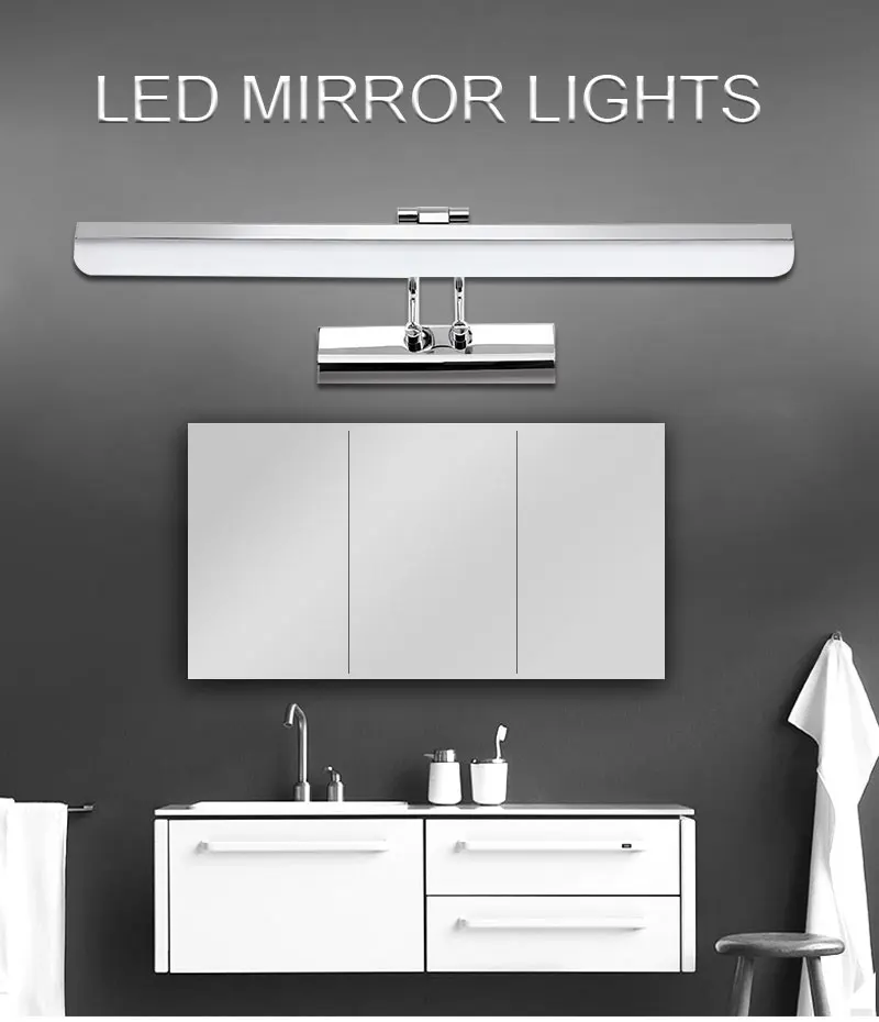 Светодиодный настенный светильник из нержавеющей стали, зеркальный светильник, 7 Вт, 9 Вт, 15 Вт, 220 В, 110 В, настенный светильник для ванной комнаты, водонепроницаемое бра