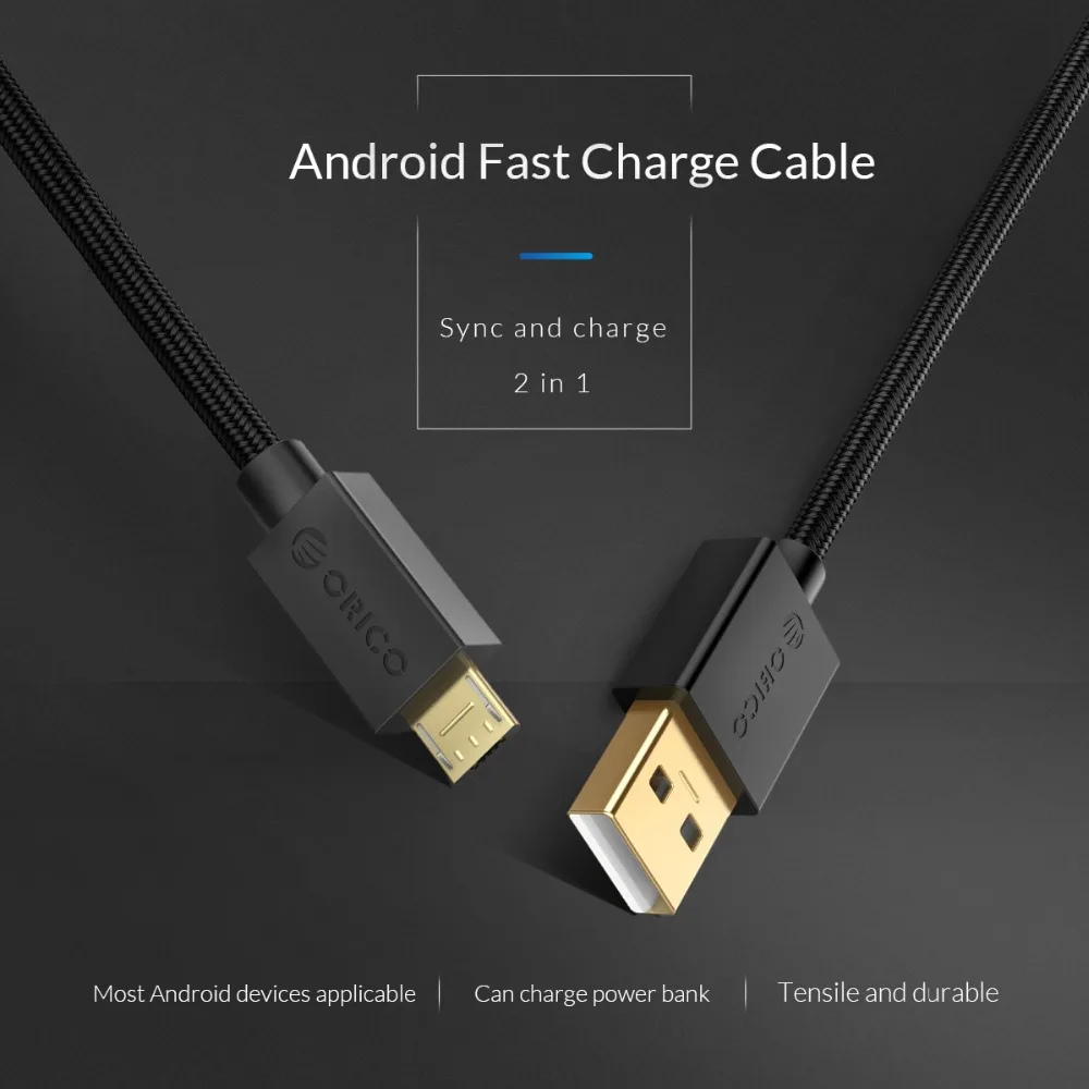 Кабель Micro B USB ORICO кабель для передачи данных зарядный выход 2A huawei Mi Andriod внешний