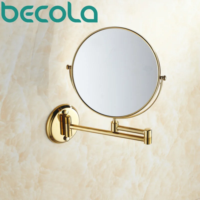 BECOLA مزدوجة الجانب الحمام للطي براس الحلاقة مرآة لوضع مساحيق التجميل الذهب مطلي الحائط المزدوج الذراع تمديد مرآة حمام BR-6738 BECOLA مزدوجة الجانب الحمام للطي براس الحلاقة مرآة لوضع مساحيق التجميل الذهب مطلي الحائط المزدوج الذراع تمديد مرآة حمام BR-6738