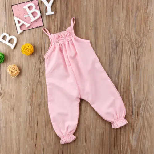 Pudcoco/комбинезон на лямках для маленьких девочек; Одежда для новорожденных девочек; хлопковый комбинезон; одежда для маленьких девочек - Цвет: Розовый