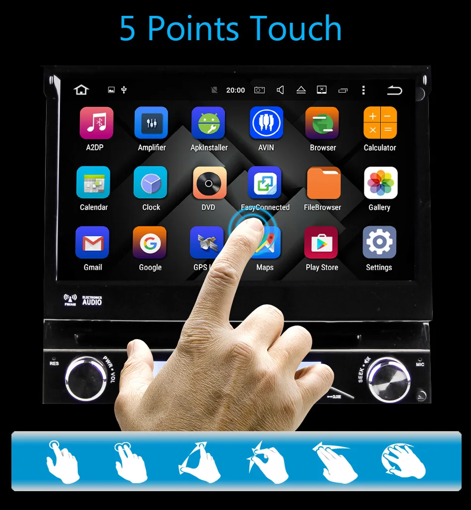 Cheap Eunavi 1 Din Android 9.0 Quad Core Car DVD Player For Universal GPS Navigation Stereo Radio WIFI MP3 Audio USB SWC PX3 8