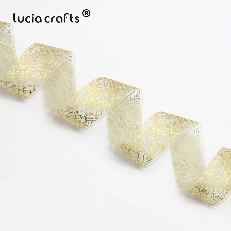 Lucia crafts 25 мм Печатная органза ленты для свадьбы Подарочная упаковка декор материал DIY шитье и бант для волос аксессуары P0102 - Цвет: C1 White 5y