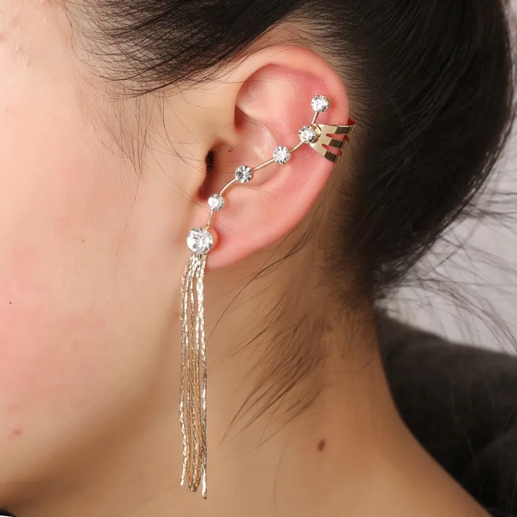 2016 South Korea Tassel Earrings with 7 simple crystal type U popular