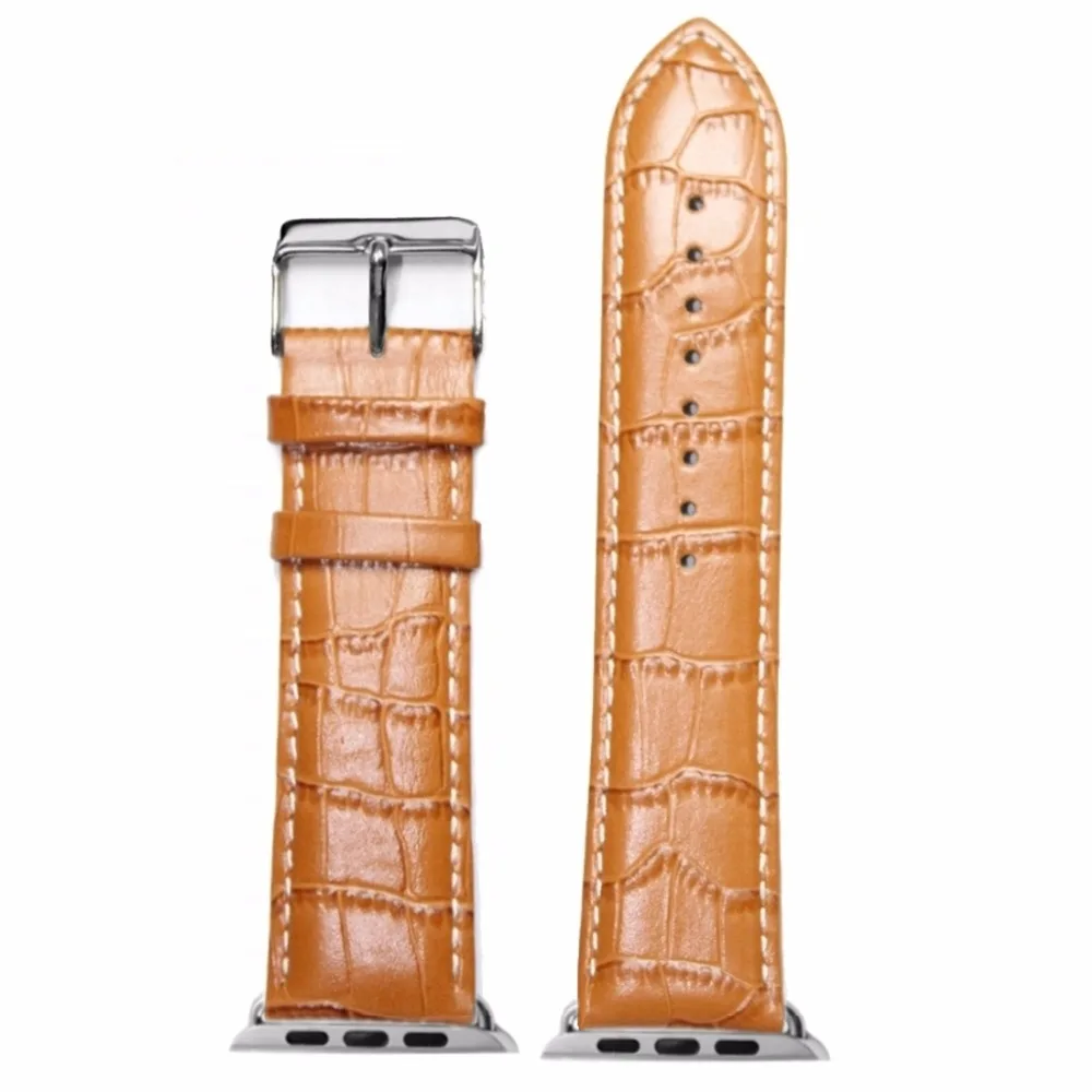 

42mm Replace For Apple iWatch Genuine Leather Tan Watch Band Straps WB1219E42GB
