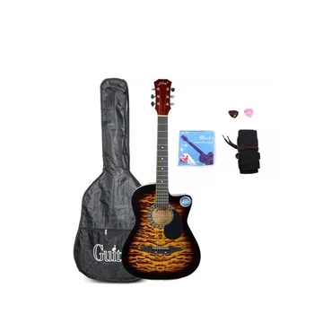 

Cool CSP3800C 38 Tiger Brown Stripes Cutaway Folk Guitar Blue with Bag Strap Pick
