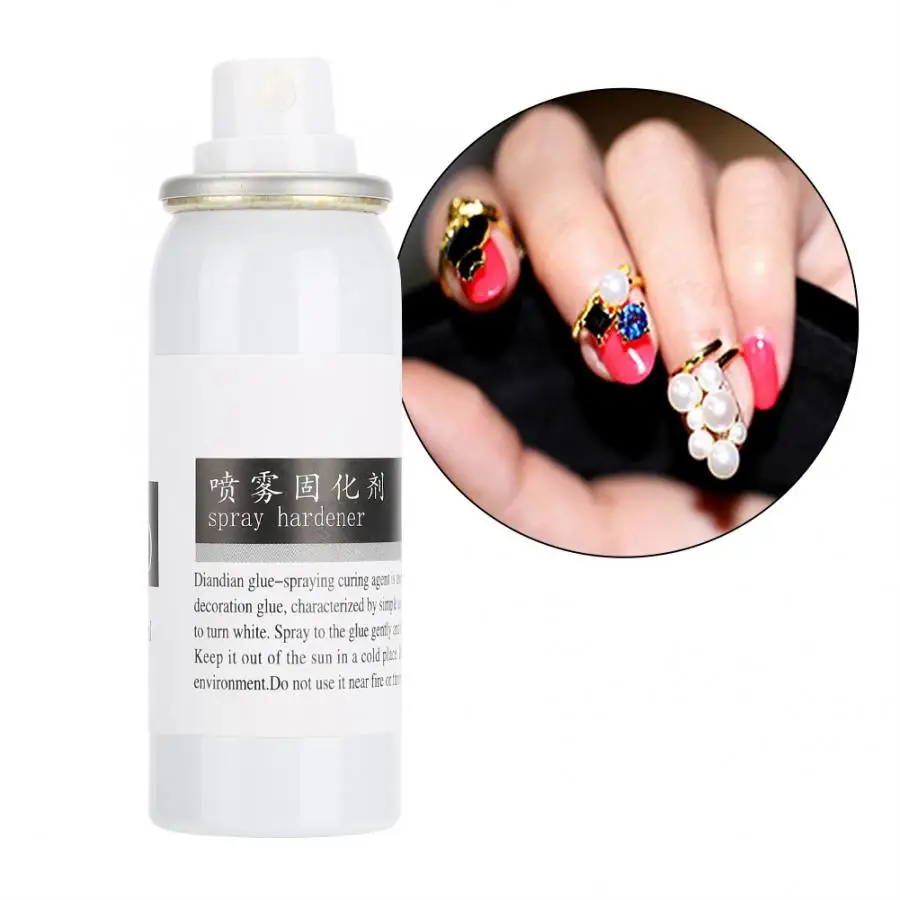 

50ML Nail Art Glue Spray Curing Agent for Nail Jewelry Rhinestone Faux Pearl Nail Gel Spray Hardener Nail Deoration Tool
