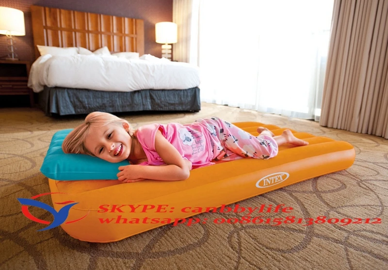 Intex Cozy Kidz Airbed Inflatable Flocked Travel Mattress Kids Bed with Pillow 