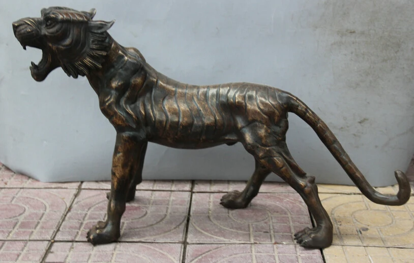 

150610 S1320 Chinese Bronze Folk animal Zodiac Year ferocious Tiger Statue sculpture