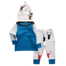 3Pcs Newborn Infant Baby Boy Girl Top Deer Pants Leggings Hat Outfit Set Clothes Baby Boy Girl Autumn Warm Clothing Set