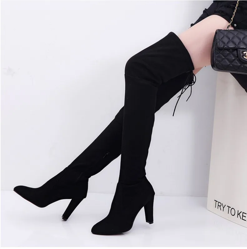 Size 35 43 2018 New Shoes Women Boots Black Over the Knee Boots Sexy ...