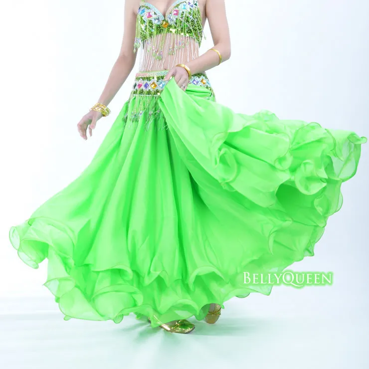 

12M Chiffon 3 layers Circle edge Performance Game Belly Dance Costumes Spiral Tribal Skirt