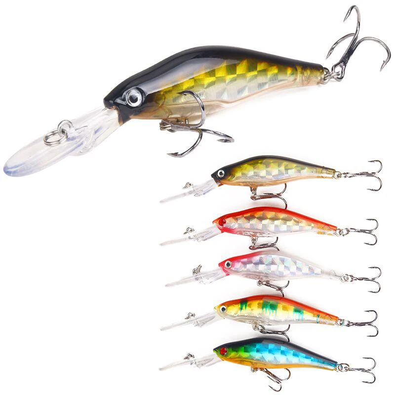  2pcs 9.5cm 7g Wobblers Minnow Fishing Lure 3D Eyes Swim Crank Bait with Hook Fishing Tackle