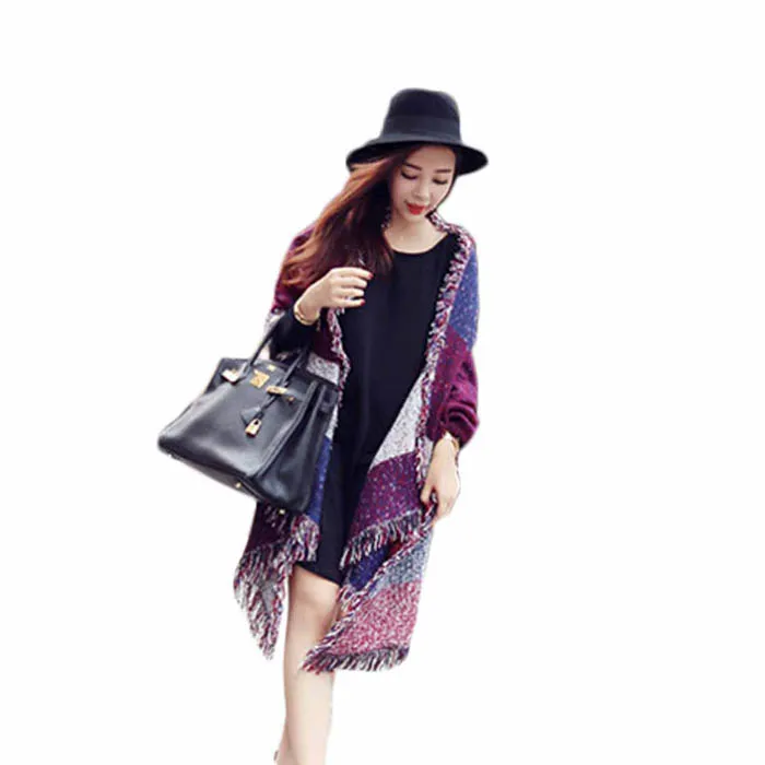 Fashion Women s Large font b Tartan b font Scarf Shawl Stole Plaid Woollen Cloth Tassels