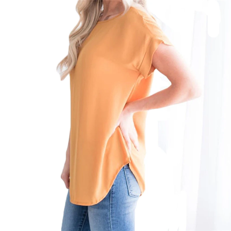 2018 Summer Fashion Women Short Sleeve Loose Solid Color