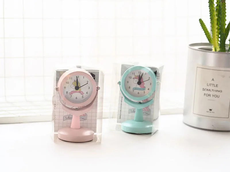 Creative Cute Girls Baby Unicorn Mini Retro Alarm Clock Pink Green Metal Shell Table Clock Student Portable Desk Decor Clock Creative Cute Girls Baby Unicorn Mini Retro Alarm Clock Pink Green Metal Shell Table Clock Student Portable Desk Decor Clock
