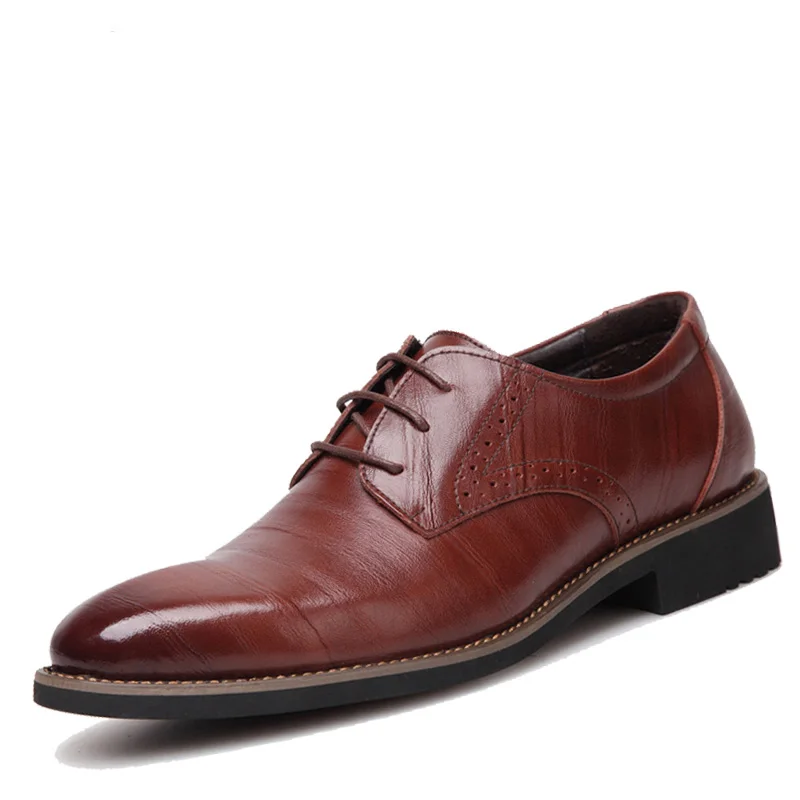 

2016 New High Quality Genuine Leather Men Shoes Brogues, Lace-Up Bullock Business Men Oxfords Shoes Men Dress Shoes size 45
