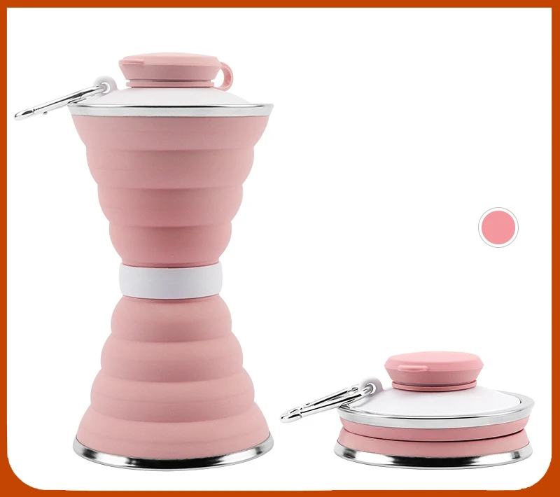 Силиконовая складная чашка портативная большая емкость уличная чашка может быть заполнена кипящей водой многофункциональная компрессионная чашка - Цвет: pink red