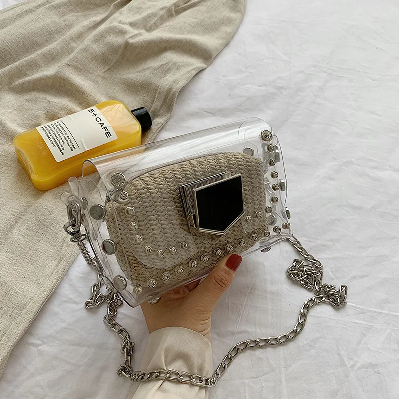 

Summer Transparent Jelly Crossbody Bags For Women 2019 Quality PVC Luxury Handbag Designer Ladies Straw Beach Clear Shoulder Bag