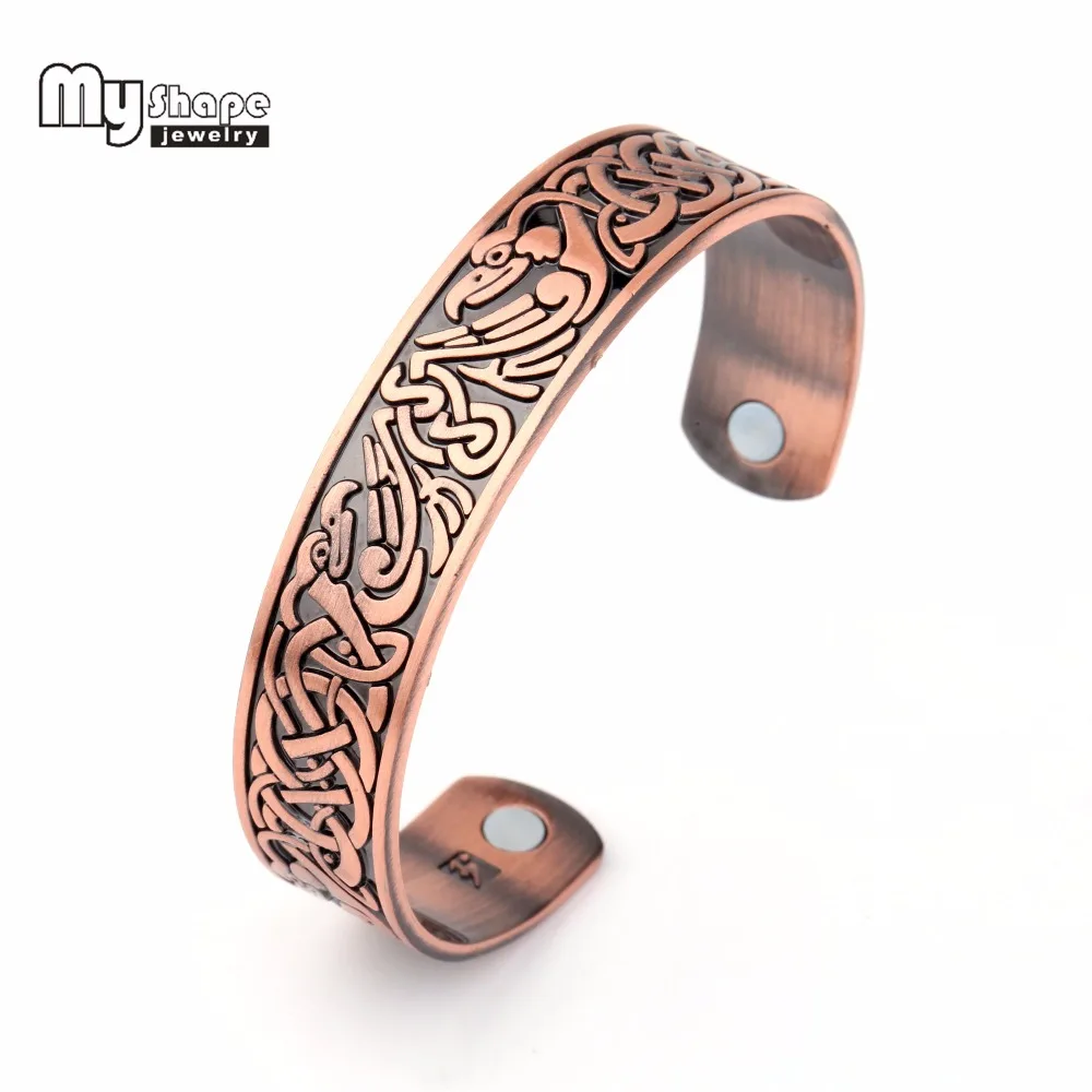 My Shape Health Magnetic Therapy Bracelets Phoenix Totem Antique Copper Tone Cuff Bangle Zinc Alloy Engraved Vintage bangle bracelet,magnetic bracelet