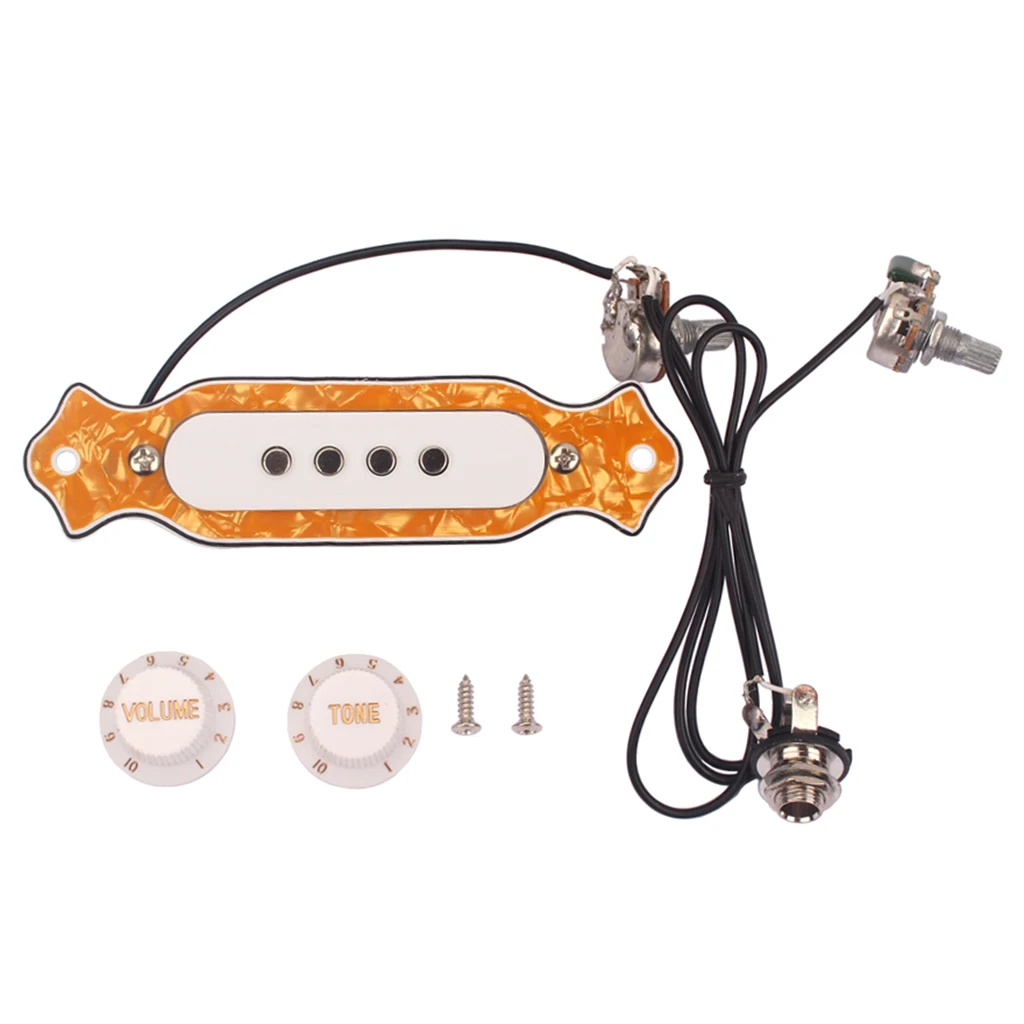 

Pre-wired 4 String Electric Cigar Box Guitar Magnetic Pickup with Volume & Tone