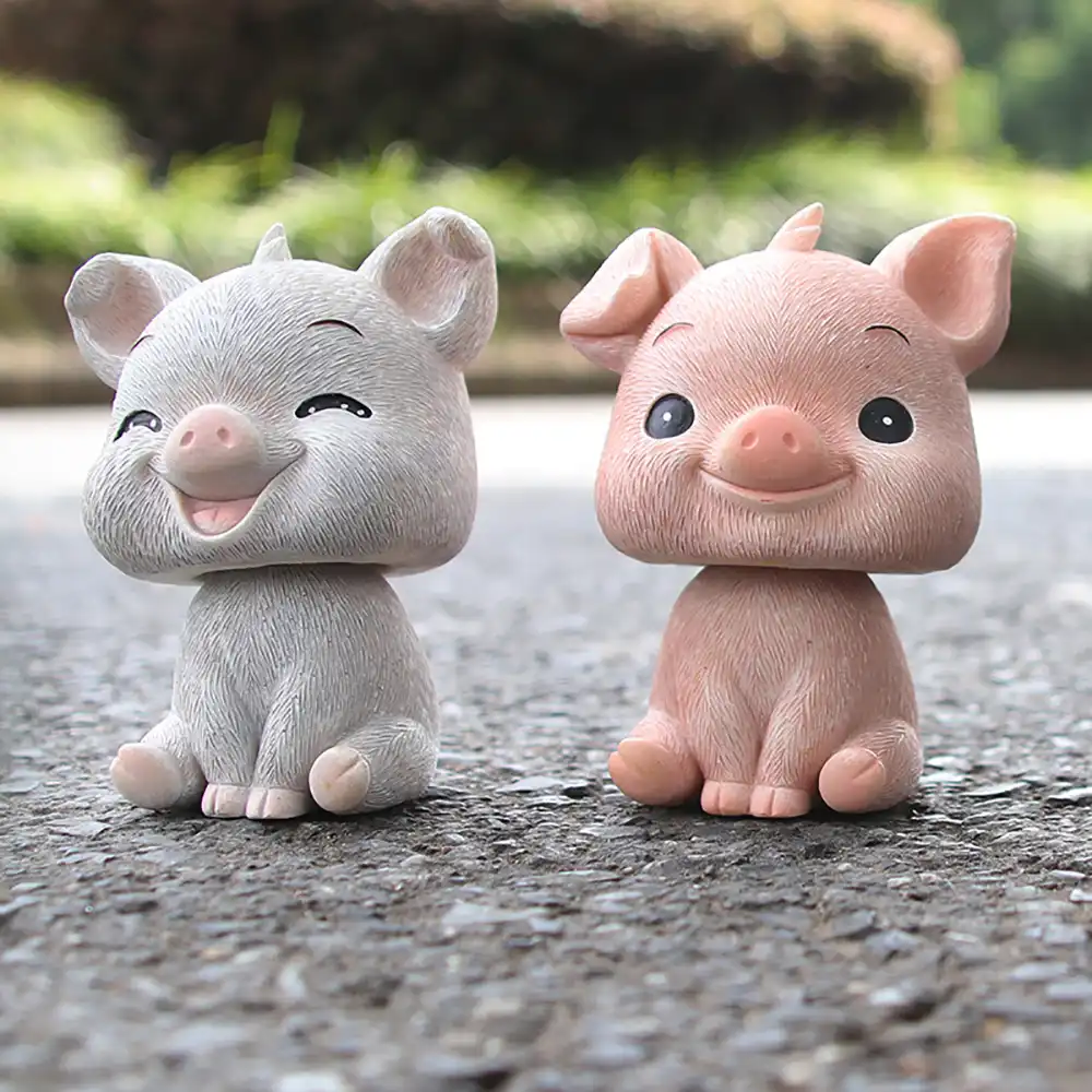 Cute Bobble Head Pig Toy Collectible Bobblehead Figurine Car Interior Decor