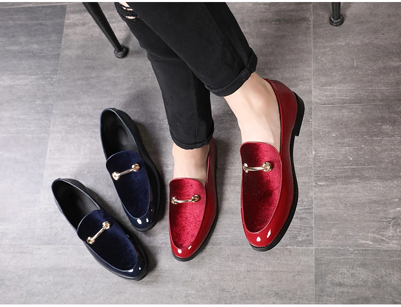 Mens Casual Shoes' Loafers Slip-On Men Shoes Luxury Brand Big Size 12 PU Patent Leather Men Loafer Shoes Black Driving Shoe New  (1)