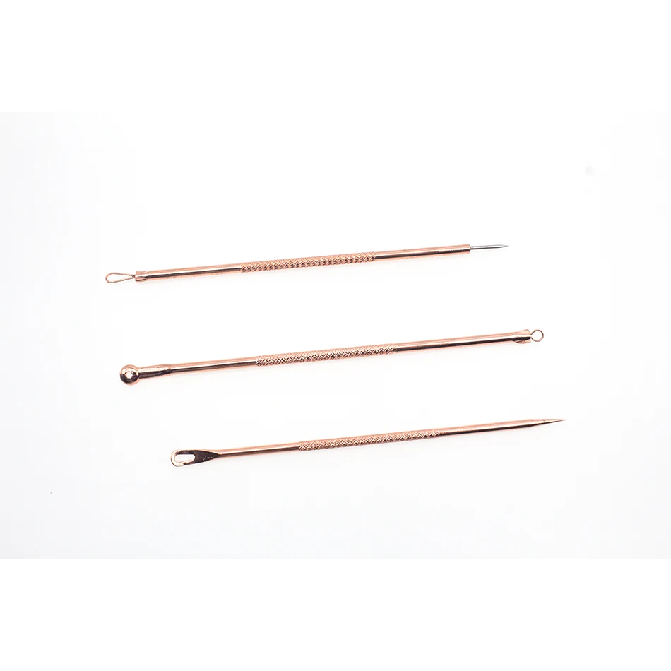 02ULECHQING 5 Pcs metal Blackhead Remover Tool Kit Professional Stainless Steel Pimple Comedone Extractor removing needle