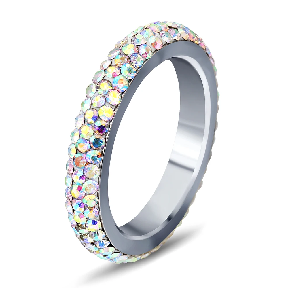 

NIBA Stainless Steeing Women Wedding Ring For Women AB Colored Ring Pave Clear Zircon Party Jewelry Accessories