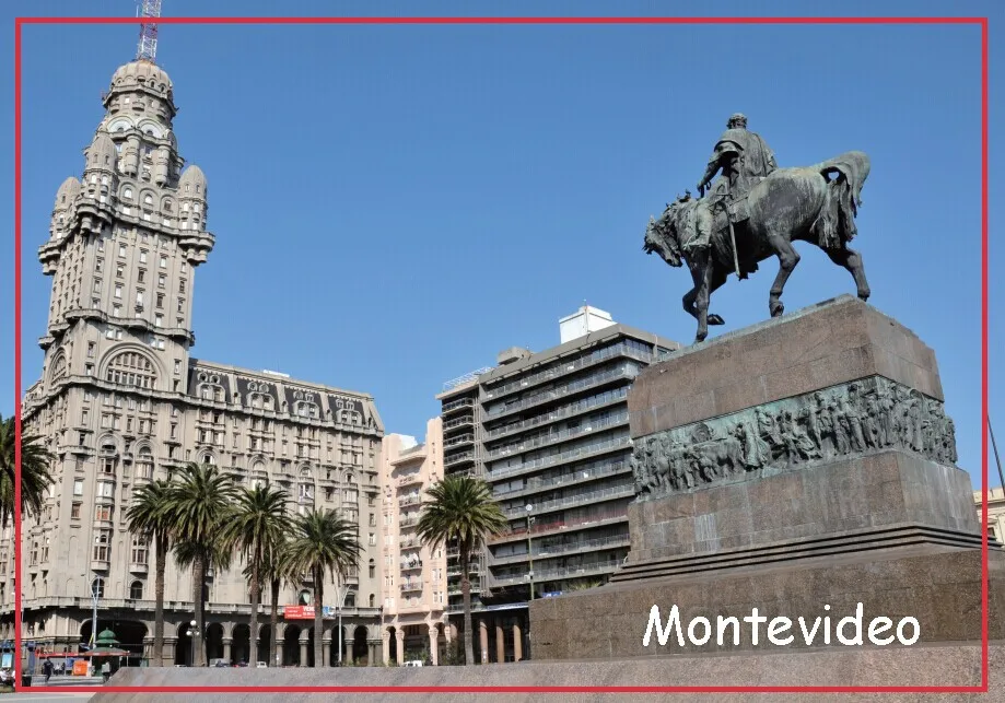SOUVEMAG прямоугольник 78*54*3 мм Uruguay Монтевидео жесткий металлический обернутый Keepsake