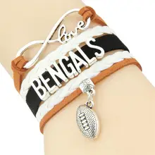 Бесконечность любви Бенгалс браслет Спорт Футбол команды очарование кожаный мужской браслет и браслеты для женщин ювелирные изделия