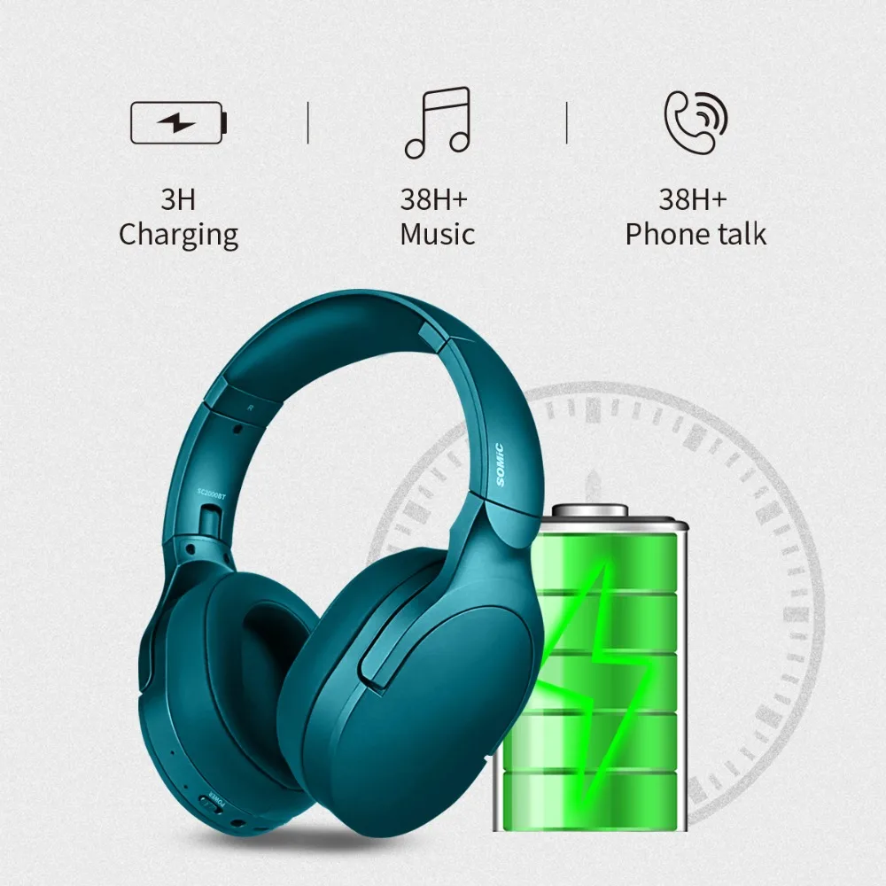 SOMIC SC2000BT беспроводные Bluetooth наушники Hi-Fi стерео Портативная Музыкальная гарнитура для мобильного телефона xiaomi tablet pad