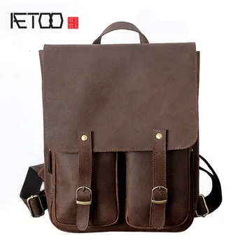 

AETOO New leather men bag crazy horse skin men and women leisure travel bag Europe and the United States retro fashion b