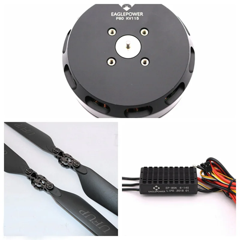 Yuenhoang 1Set Eagle Power P80 115KV Brushless Motor+UP2880 28 Inch Folding Propeller +EP80A ESC for Plant Agriculture UAV Drone