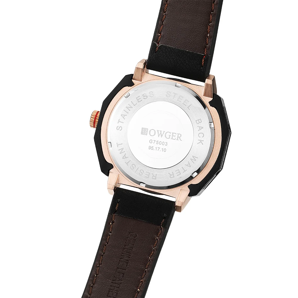 2018 BOWGER Men's Fashion Sport Watches Men Quartz Analog Date Clock Man Leather Military Waterproof Watch Relogio Masculino (2)