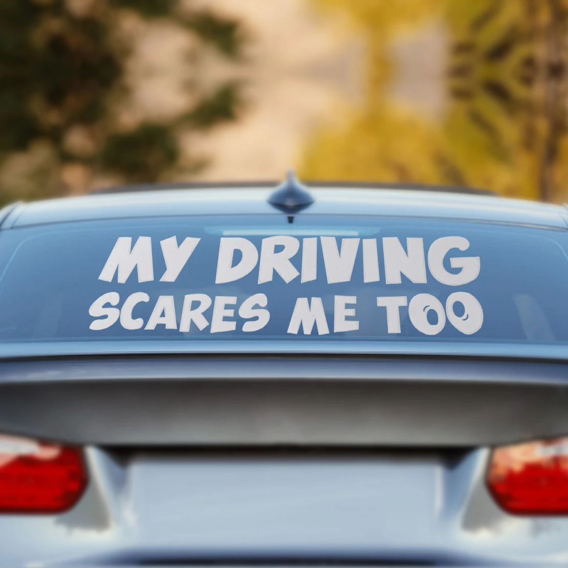 

DWCX Car Funny Vinyl Sticker Decals MY DRIVING SCARES ME TOO Window Bumper For Ford Mercedes Toyota Nissan VW Audi Honda Lexus