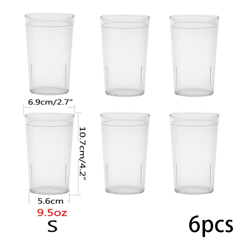 6 шт. прозрачные стаканчики для напитков, пластиковые вечерние чашка для ресторана кафе, непромокаемые стаканы для воды, многоразовые стаканчики для питья