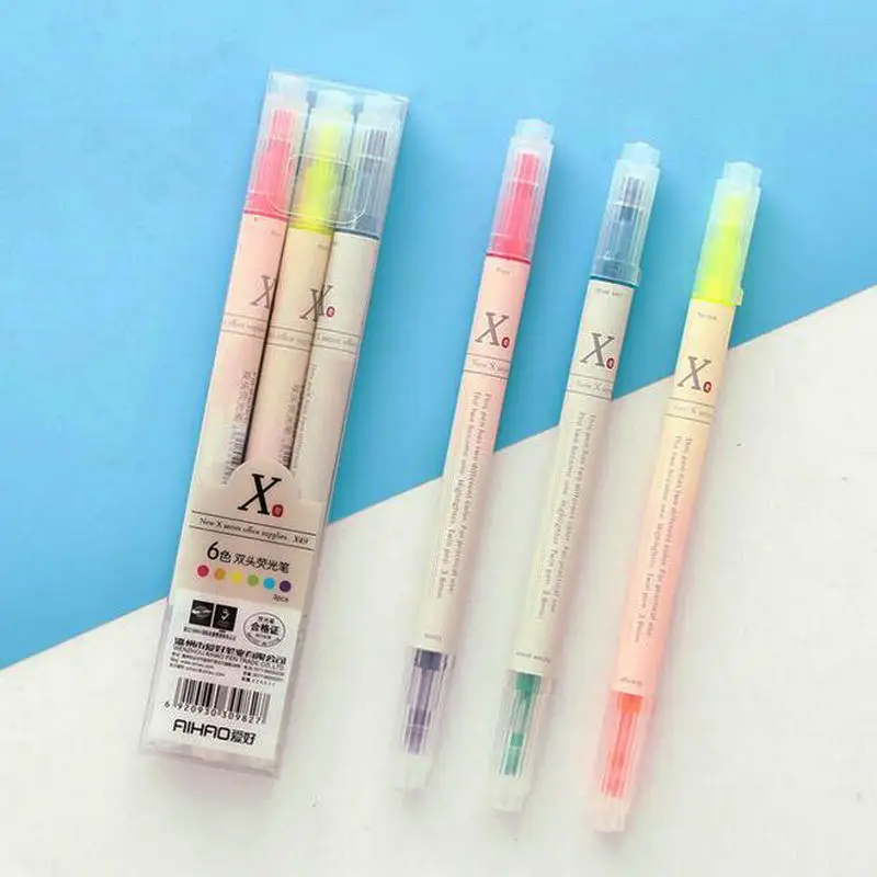 3 шт./компл. двуглавая флуоресцентная ручка конфетного цвета маркерная ручка канцелярские принадлежности для студентов ручка детский