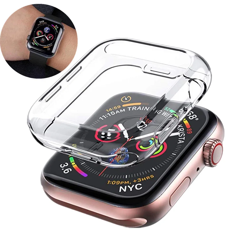 Прозрачный Ультратонкий чехол для Apple Watch 4 Чехол 44 мм 40 мм все вокруг защитная пленка из термополиуретана для iWatch серии 3/2 42 мм 38 мм оболочка